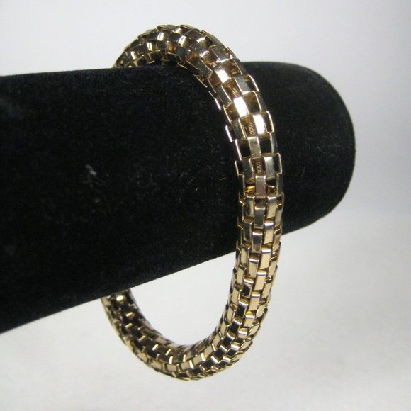 Unbranded Jewelry - Bracelet 9 In Stretch Metal Goldtone Jewelry Mesh Braided Woven Interlocking